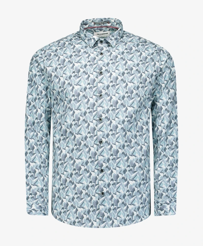 No Excess Overhemd Allover Print Regular Fit