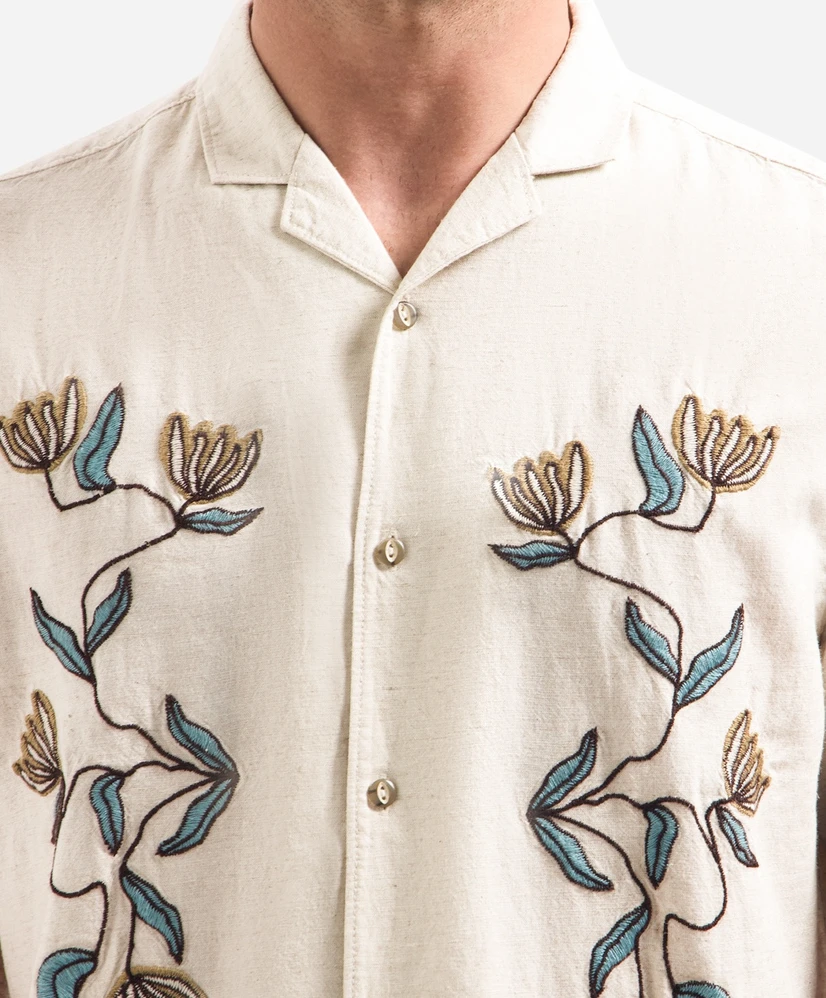 No Excess Overhemd Flower Embroidery