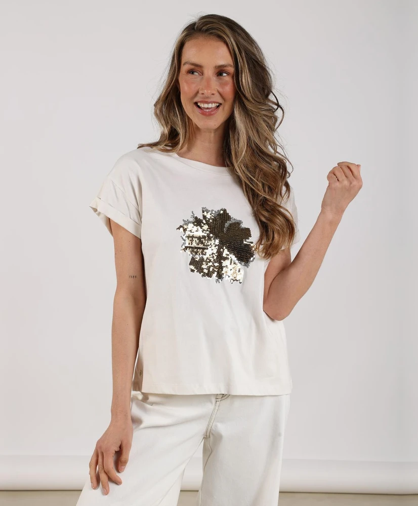 NUKUS T-shirt Rimona Paillet Flower