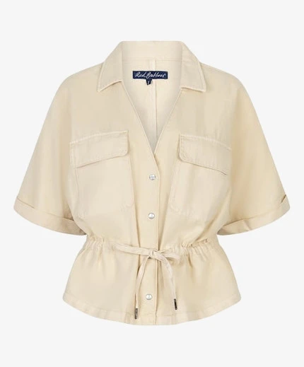 Red Button Blouse Drew Drawstring