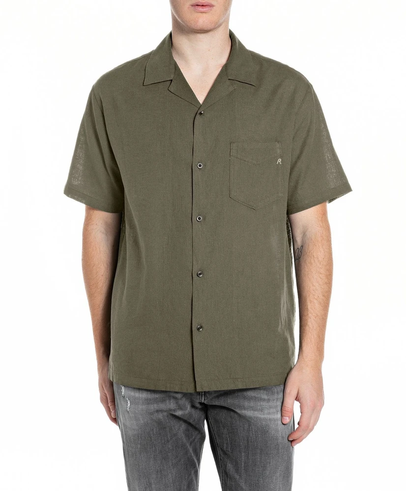Replay Overhemd Effen Relaxed Fit