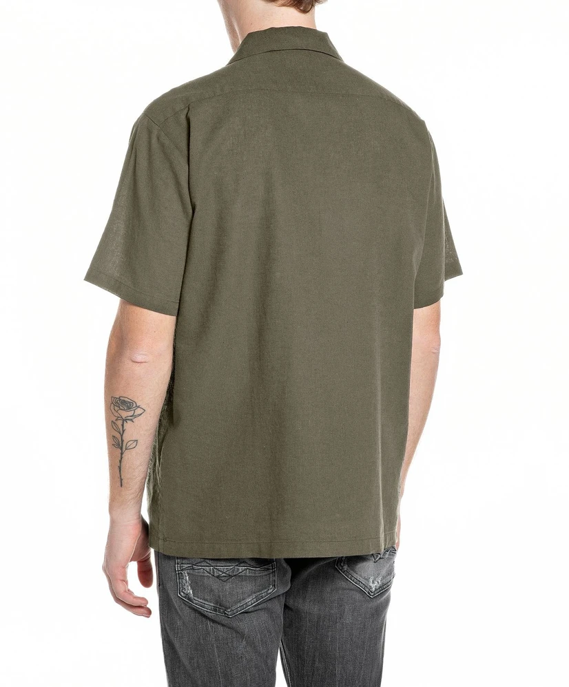 Replay Overhemd Effen Relaxed Fit