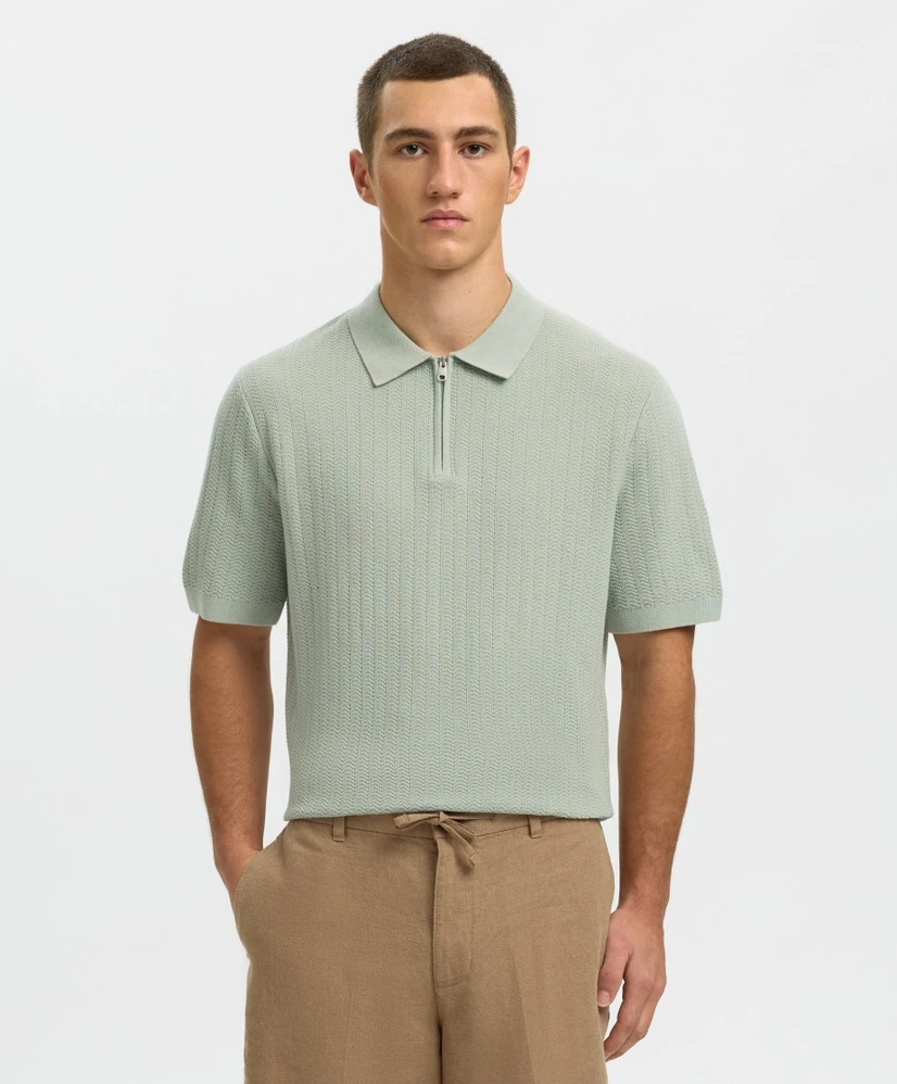 Selected Men Polo Zip Structure