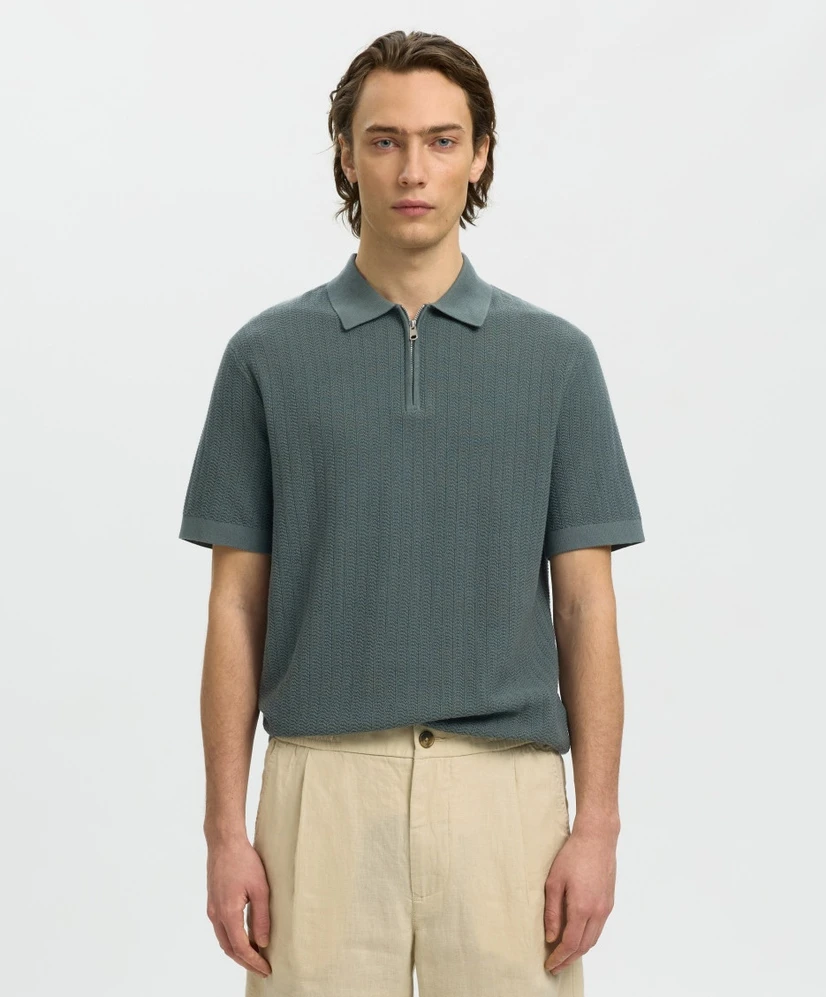 Selected Men Polo Zip Structure