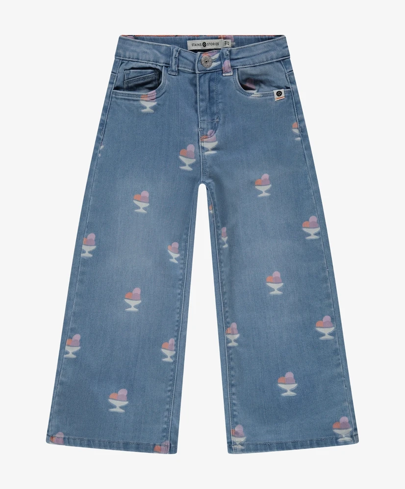 Stains & Stories Jeans Wide Leg Ice Cream
