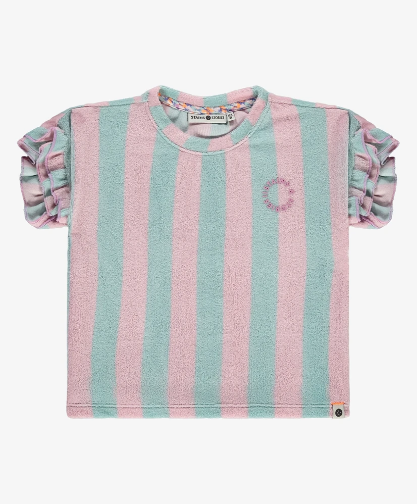 Stains & Stories T-shirt Badstof Gestreept