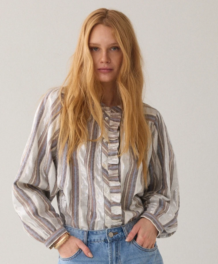 Summum Blouse Strepen Lurex