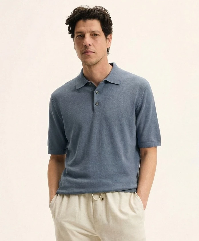 The GoodPeople Polo Plan Italian Knitted