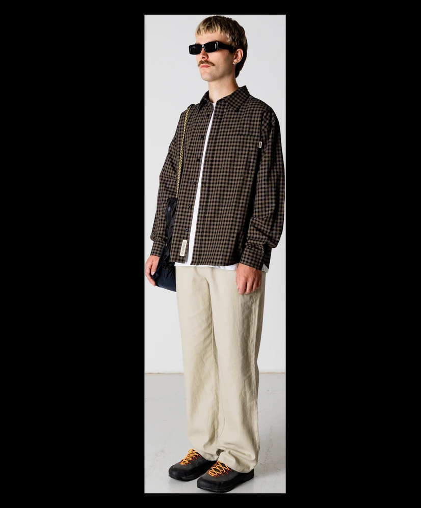Woodbird Broek Linnen Eik